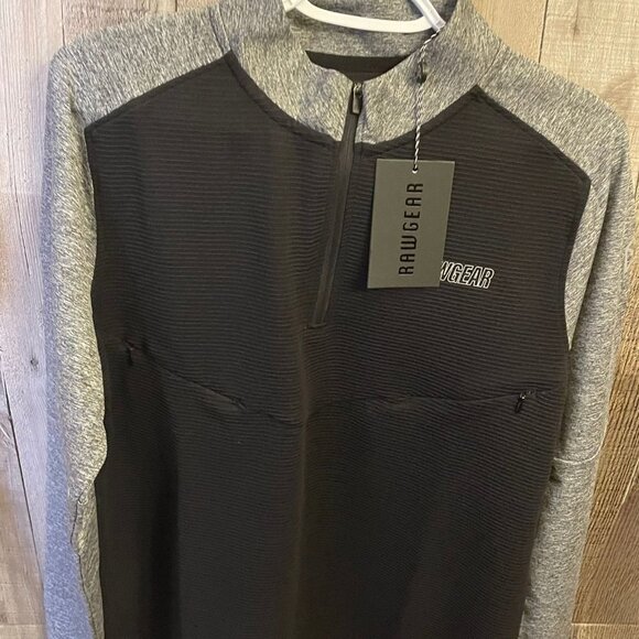 RAWGEAR Men’s Black and Gray L/S Quarter Zip Shirt with Zip Pockets | Size S - Picture 13 of 15